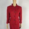 Tahari ASL Women Skirt Suit Size 10 Ruby Red Ruffle Collar Cuff Lined 2PC Career