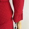 Tahari ASL Women Skirt Suit Size 10 Ruby Red Ruffle Collar Cuff Lined 2PC Career