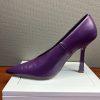 10-192.jpg Steve Madden Sedona Leather Shoes Size 8M Purple Pointed Toes Pump Spool Heel