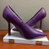 10-193.jpg Steve Madden Sedona Leather Shoes Size 8M Purple Pointed Toes Pump Spool Heel