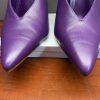 10-196.jpg Steve Madden Sedona Leather Shoes Size 8M Purple Pointed Toes Pump Spool Heel