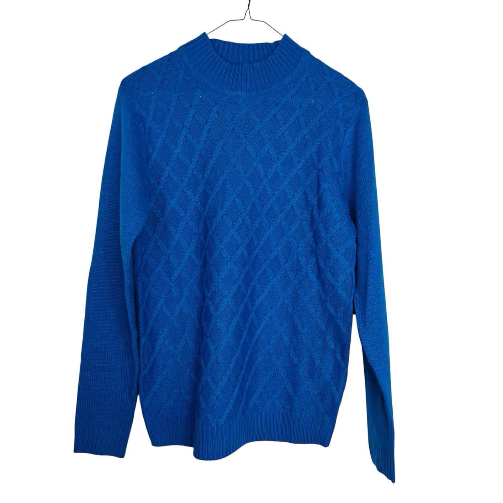 Salon Studio Women Acrylic Sweater Size S Blue High Neck Pullover Warm