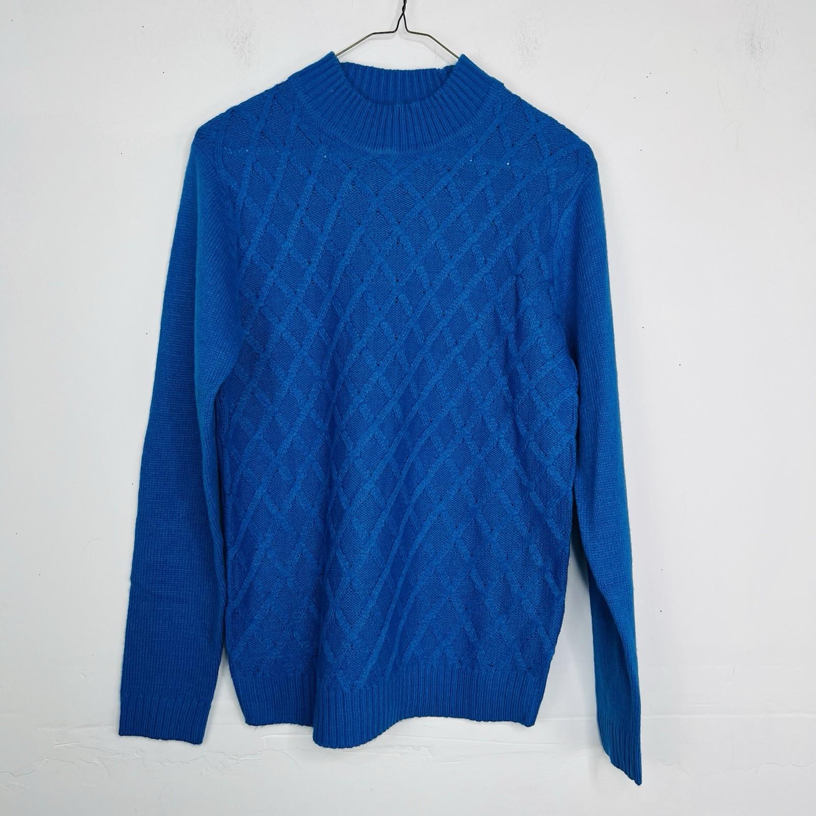 Salon Studio Women Acrylic Sweater Size S Blue High Neck Pullover Warm