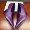 10-206.jpg Steve Madden Sedona Leather Shoes Size 8M Purple Pointed Toes Pump Spool Heel