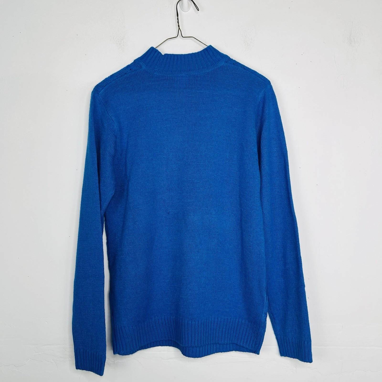 Salon Studio Women Acrylic Sweater Size S Blue High Neck Pullover Warm