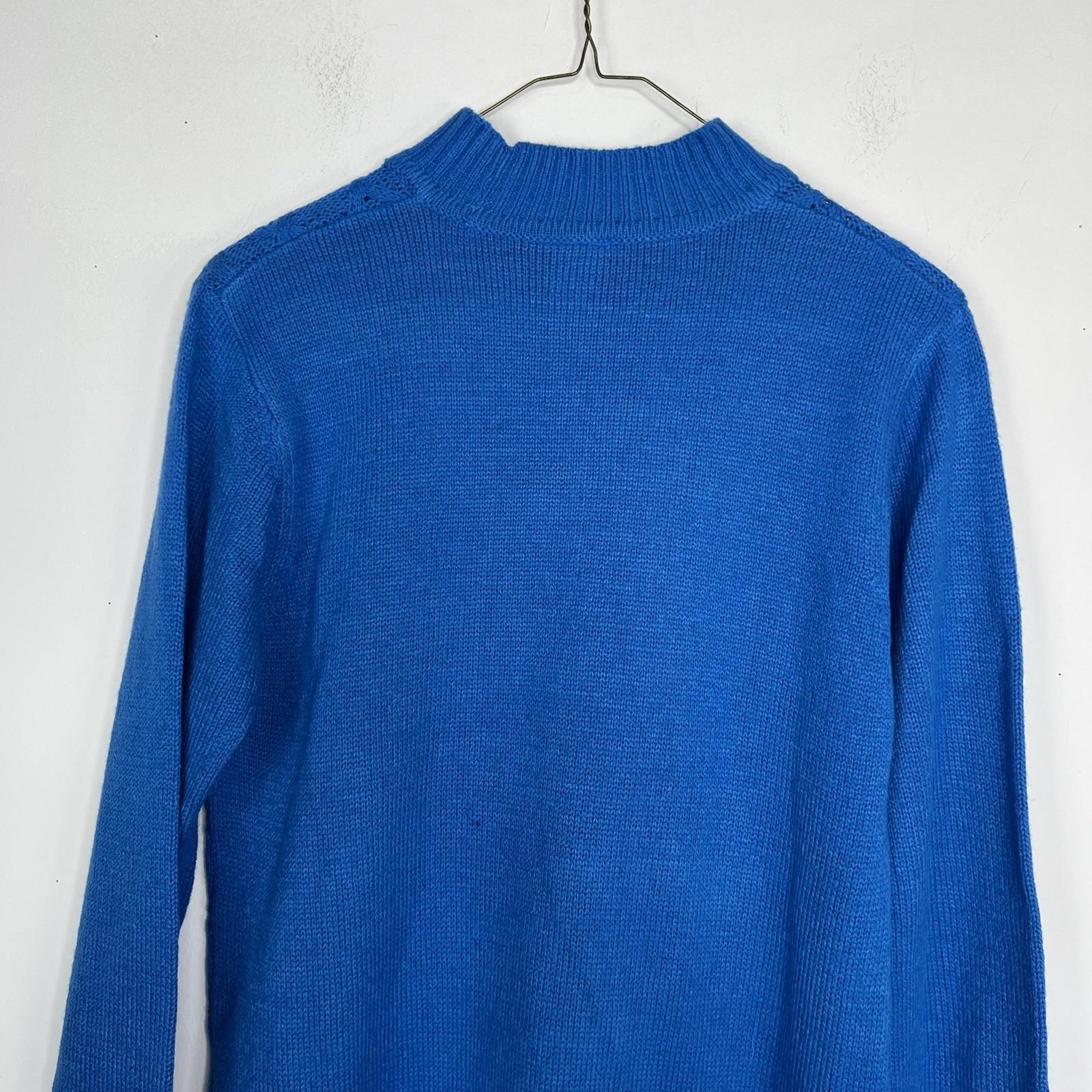 Salon Studio Women Acrylic Sweater Size S Blue High Neck Pullover Warm
