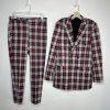 Suslo Couture Men Double Breasted Suit 38L Pants 32x28 Plaid Red Black 2PC