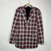 Suslo Couture Men Double Breasted Suit 38L Pants 32x28 Plaid Red Black 2PC