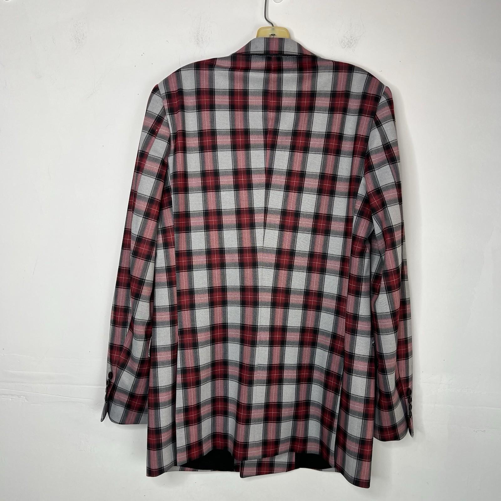 Suslo Couture Men Double Breasted Suit 38L Pants 32x28 Plaid Red Black 2PC