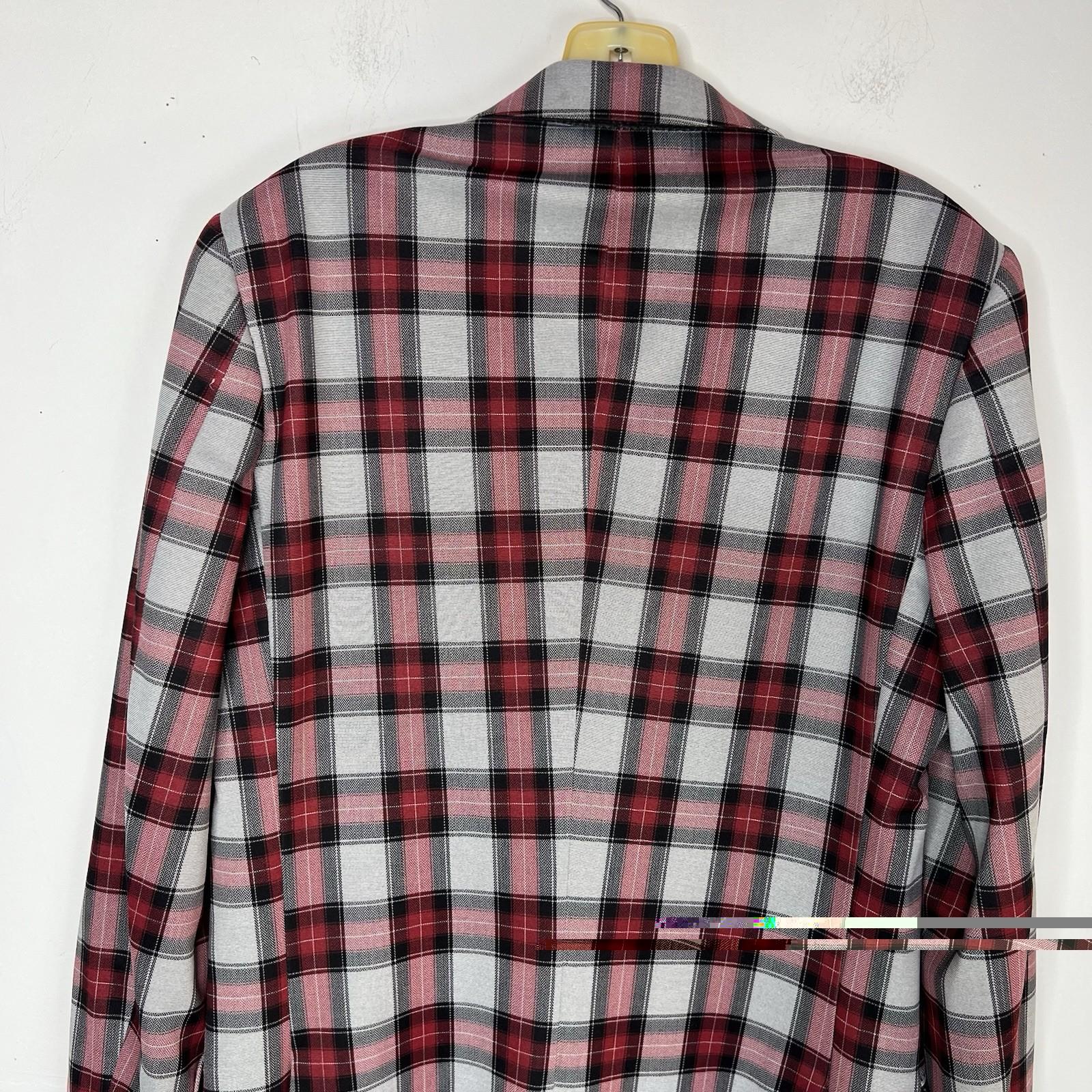 Suslo Couture Men Double Breasted Suit 38L Pants 32x28 Plaid Red Black 2PC