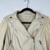 Melissa Nepton Clover Jacket Women M Khaki Beige Faux Leather Puff Sleeve Moto