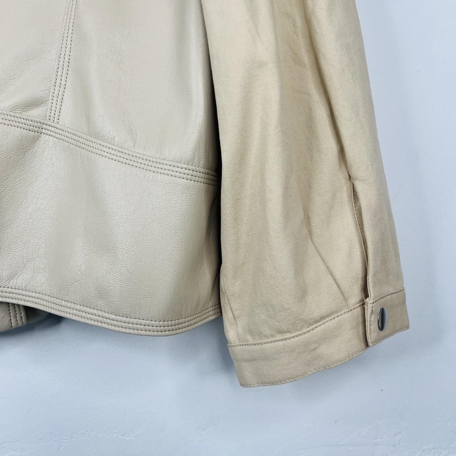 Melissa Nepton Clover Jacket Women M Khaki Beige Faux Leather Puff Sleeve Moto