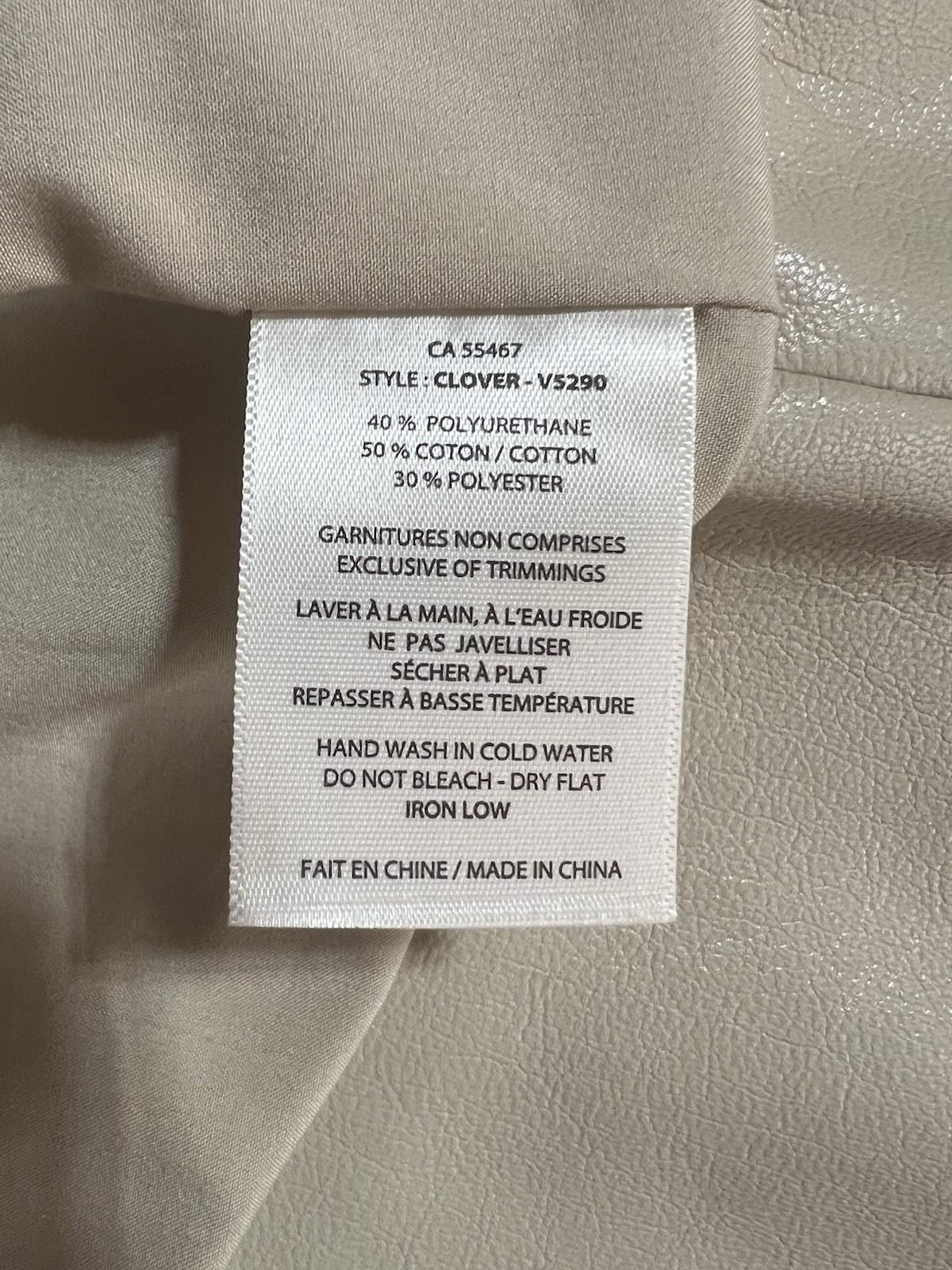 Melissa Nepton Clover Jacket Women M Khaki Beige Faux Leather Puff Sleeve Moto
