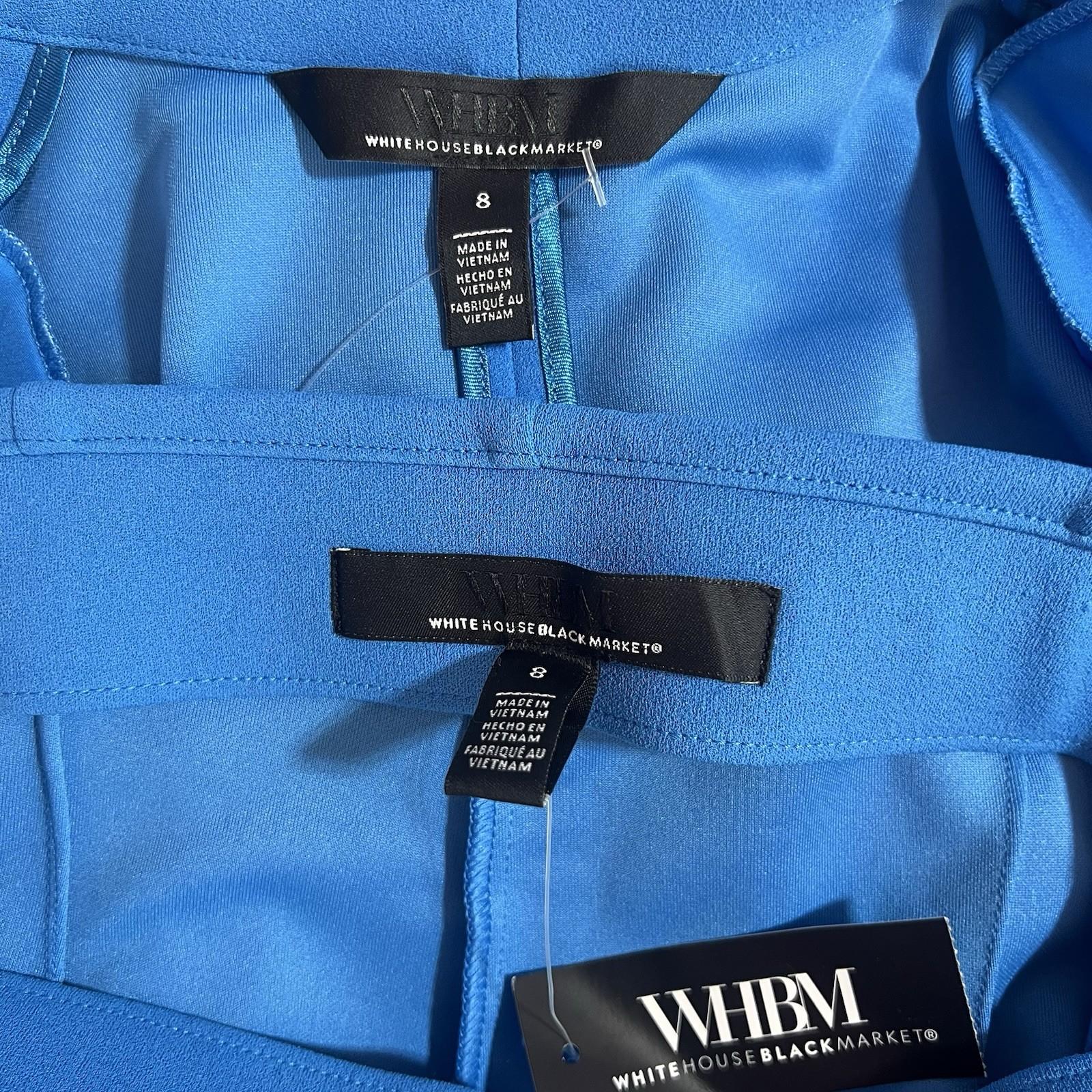 White House Black Market 2PC Stretch Pant Suit Size 8 Isla One Button Blue New