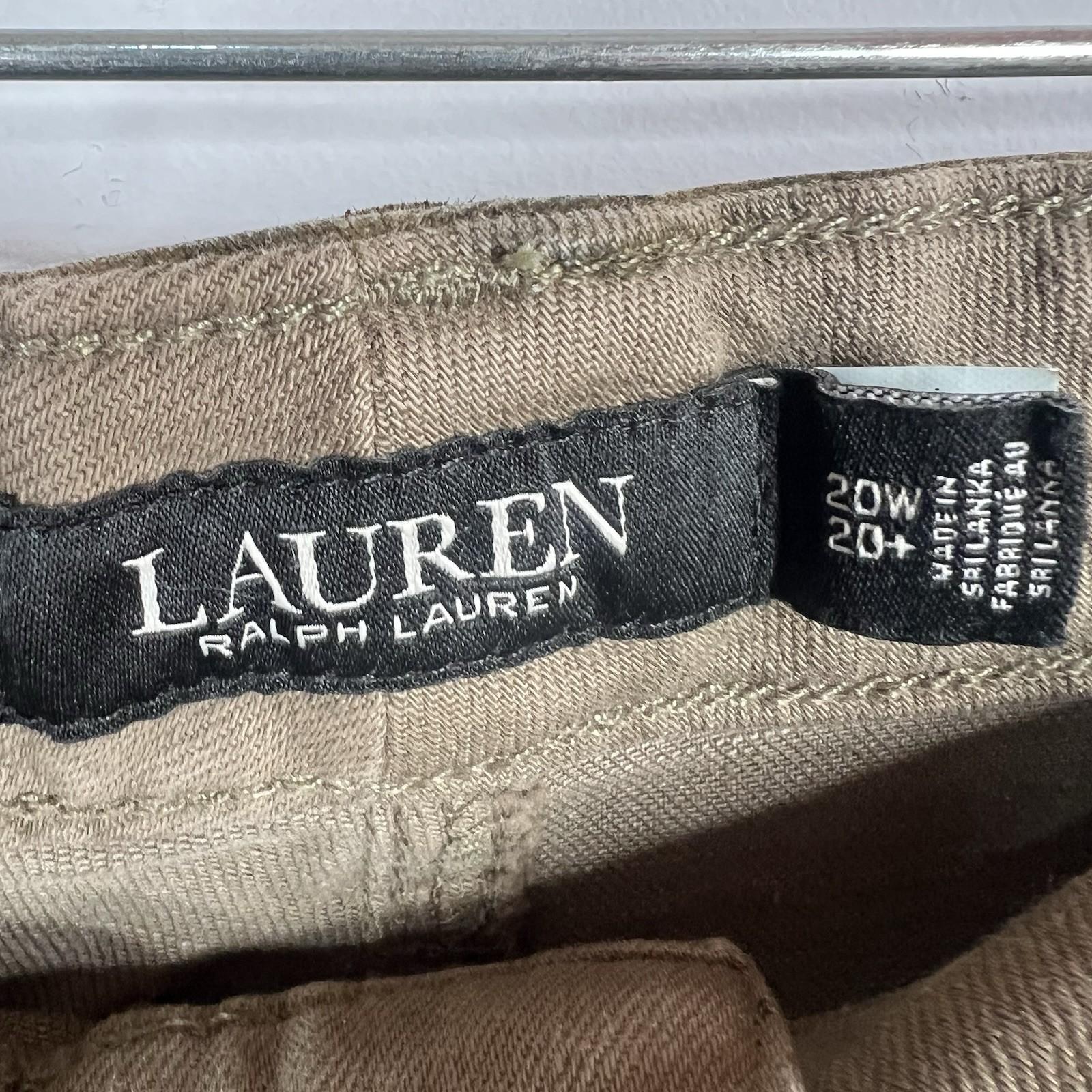 Lauren Ralph Lauren Coated Straight Ankle Jeans Olive Fern Wash Plus Size20W New