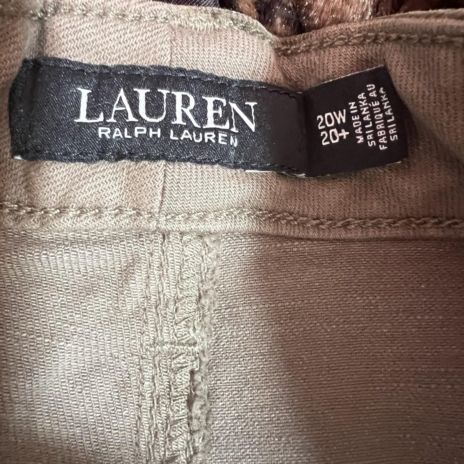 Lauren Ralph Lauren Coated Straight Ankle Jeans Olive Fern Wash Plus Size20W New