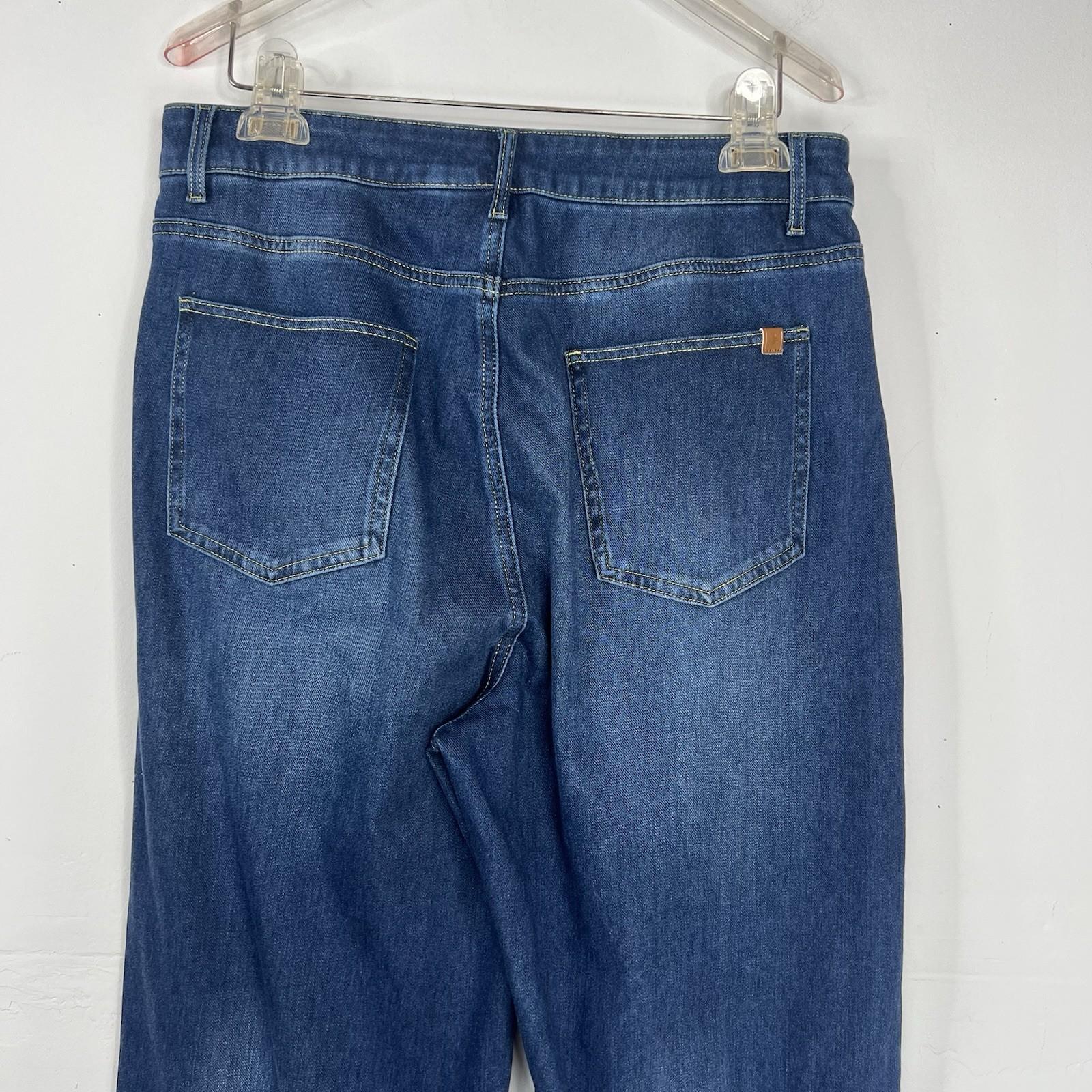 Halara Flex Jeans Women Blue Rolled Hem Wide Leg Denim Size L High Waisted New