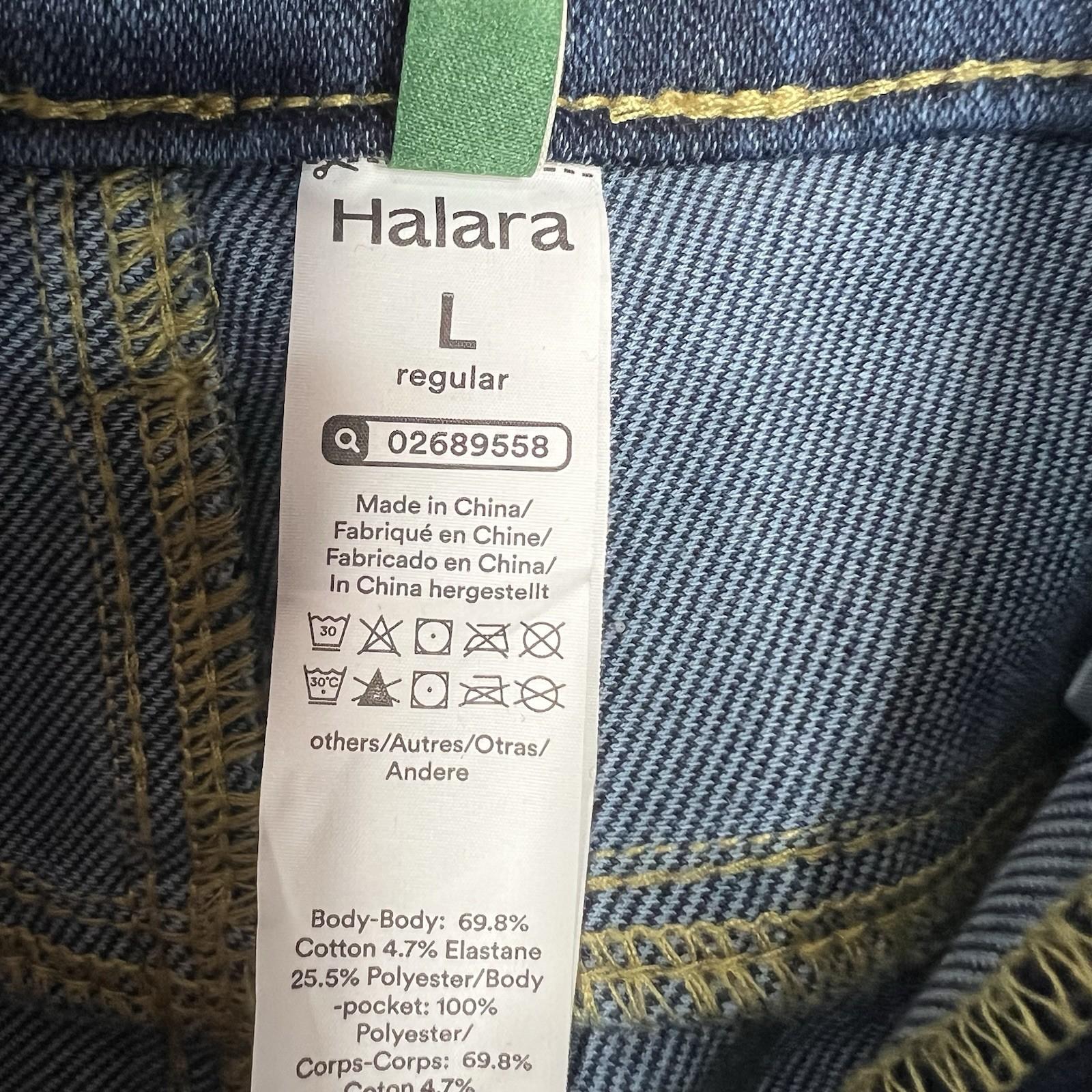 Halara Flex Jeans Women Blue Rolled Hem Wide Leg Denim Size L High Waisted New