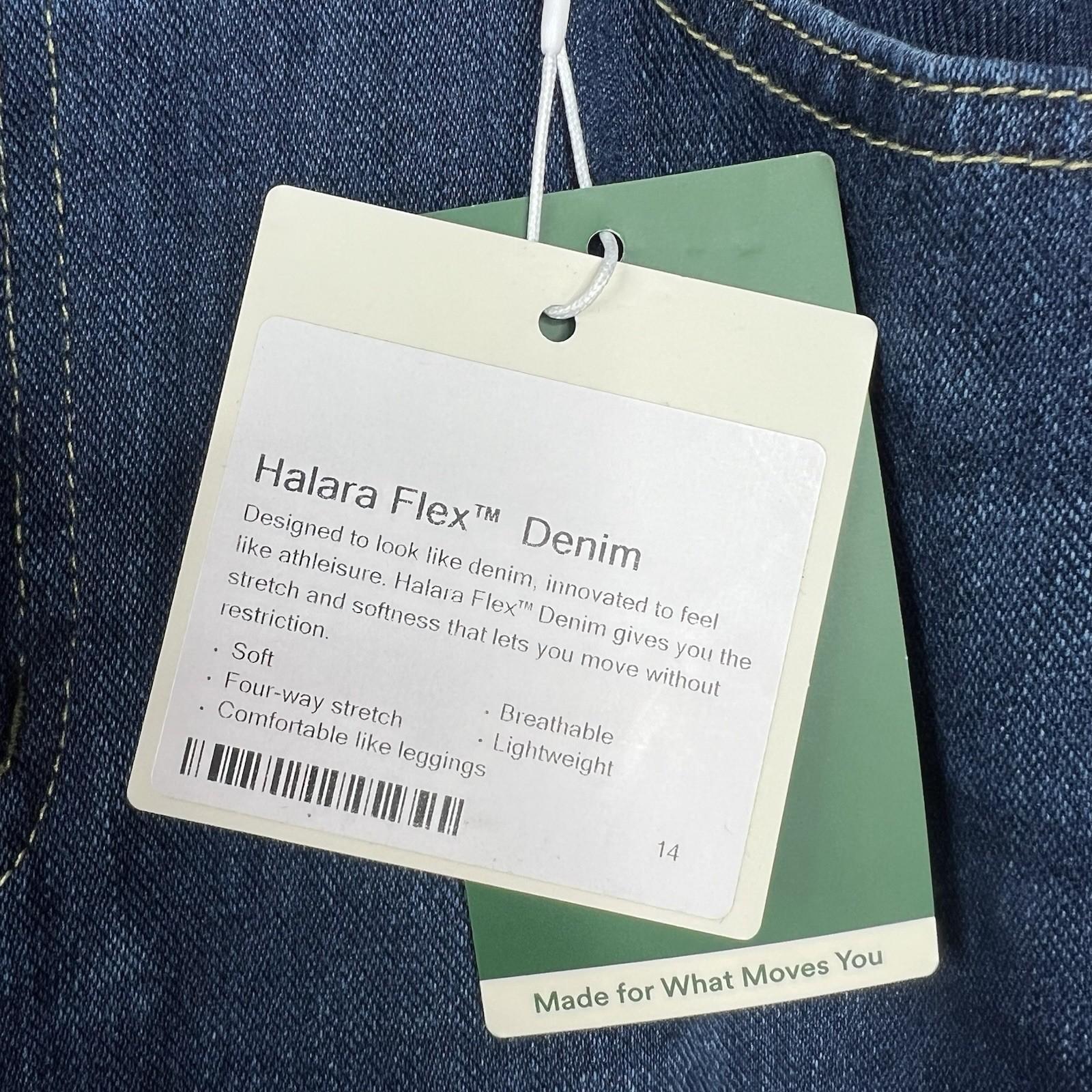 Halara Flex Jeans Women Blue Rolled Hem Wide Leg Denim Size L High Waisted New