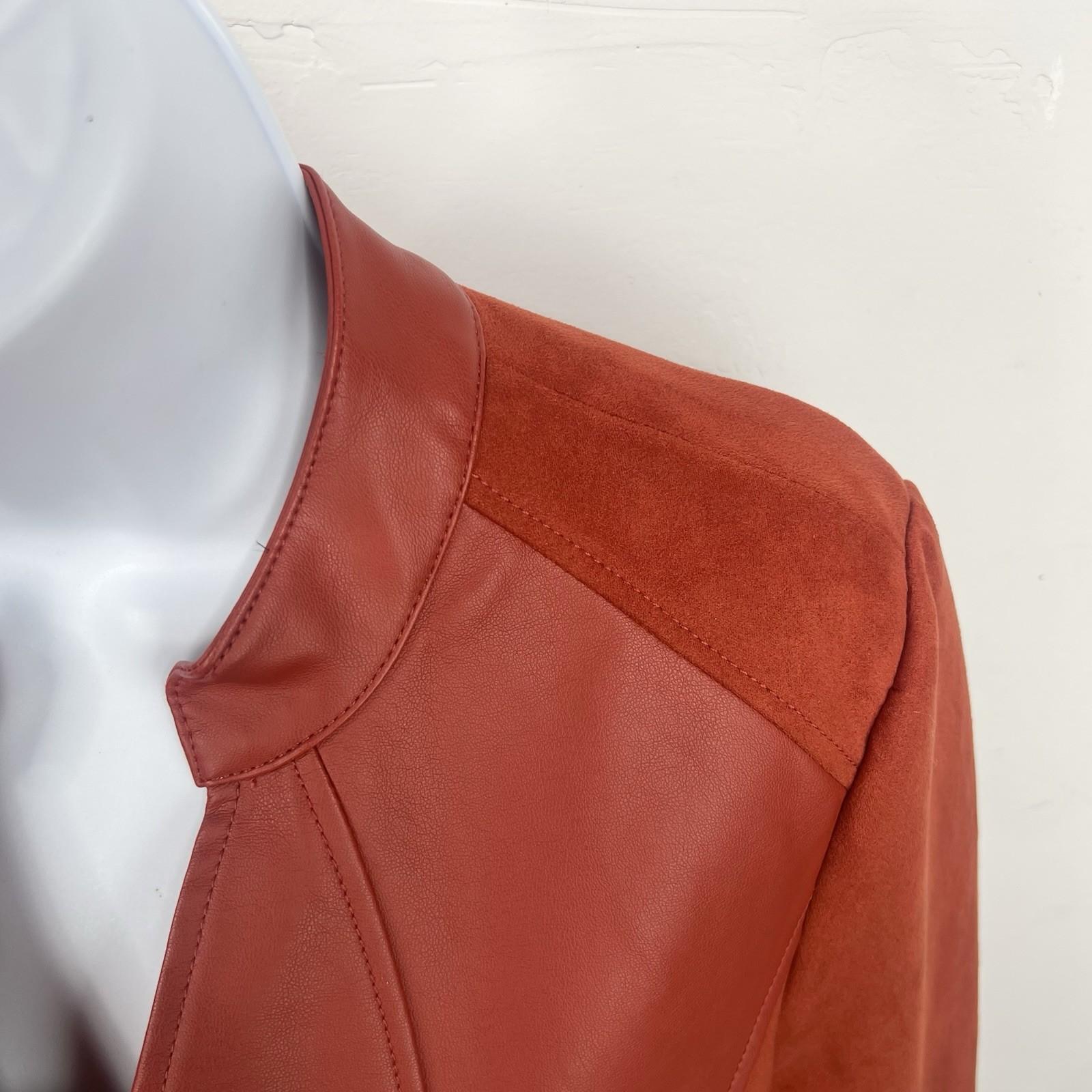 Marc New York Andrew Marc Faux Leather Suede Moto Jacket Size M Rust Orange Zip