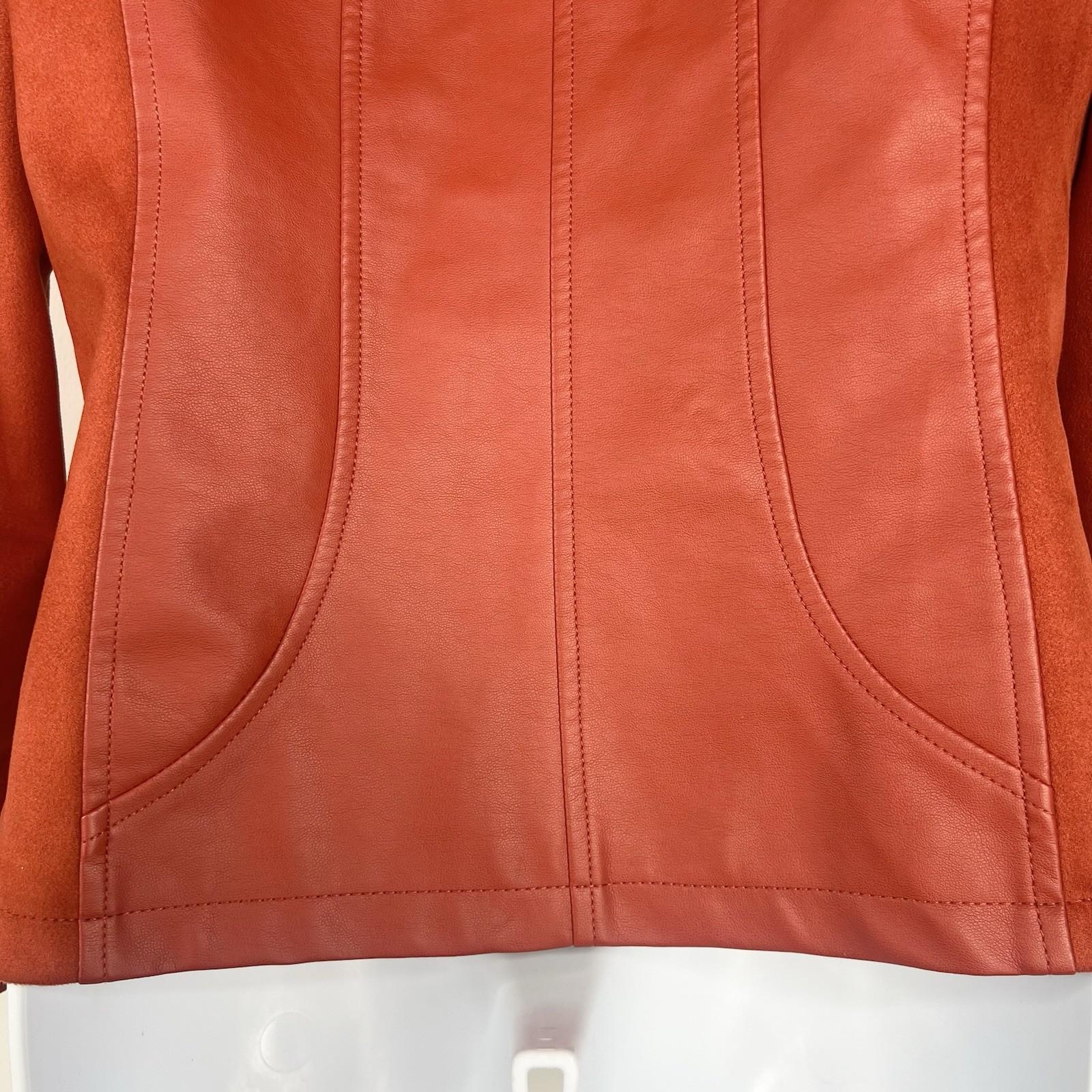Marc New York Andrew Marc Faux Leather Suede Moto Jacket Size M Rust Orange Zip