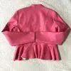10-281.jpg New York & Co Faux Leather Peplum Hem Moto Jacket M Pink Tiered Cool Girl Chic