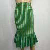 Eva Mendes Knit Sweater Pencil Skirt XL Multicolor Striped Ruffle Hem Bodycon