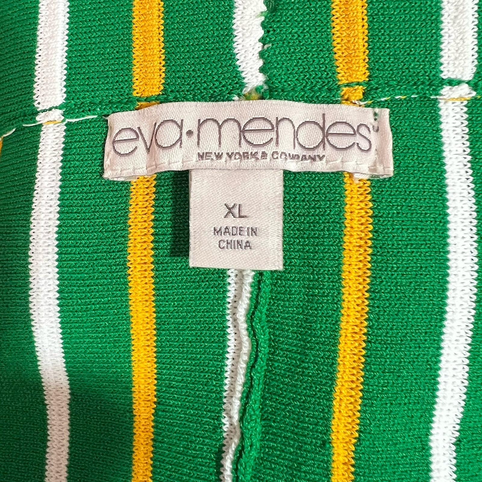 Eva Mendes Knit Sweater Pencil Skirt XL Multicolor Striped Ruffle Hem Bodycon