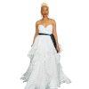 Glamour By Terani Couture Satin Ball Gown Dress 10 Black White Belted Organza