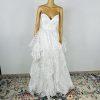 Glamour By Terani Couture Satin Ball Gown Dress 10 Black White Belted Organza
