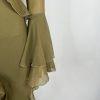 Asos design Maxi Dress Size 8 Khaki Green V-Neck Long Sleeve Ruffle Cut Out Back