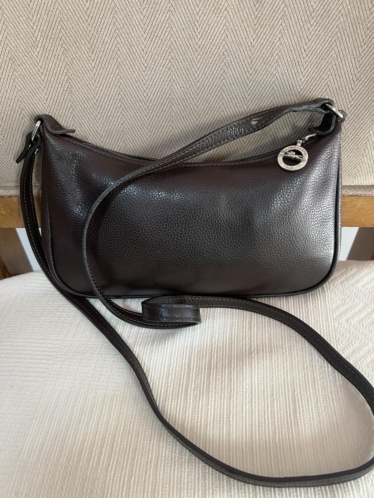 Longchamp Leather Shoulder Small Bag Purse Crossbody Brown