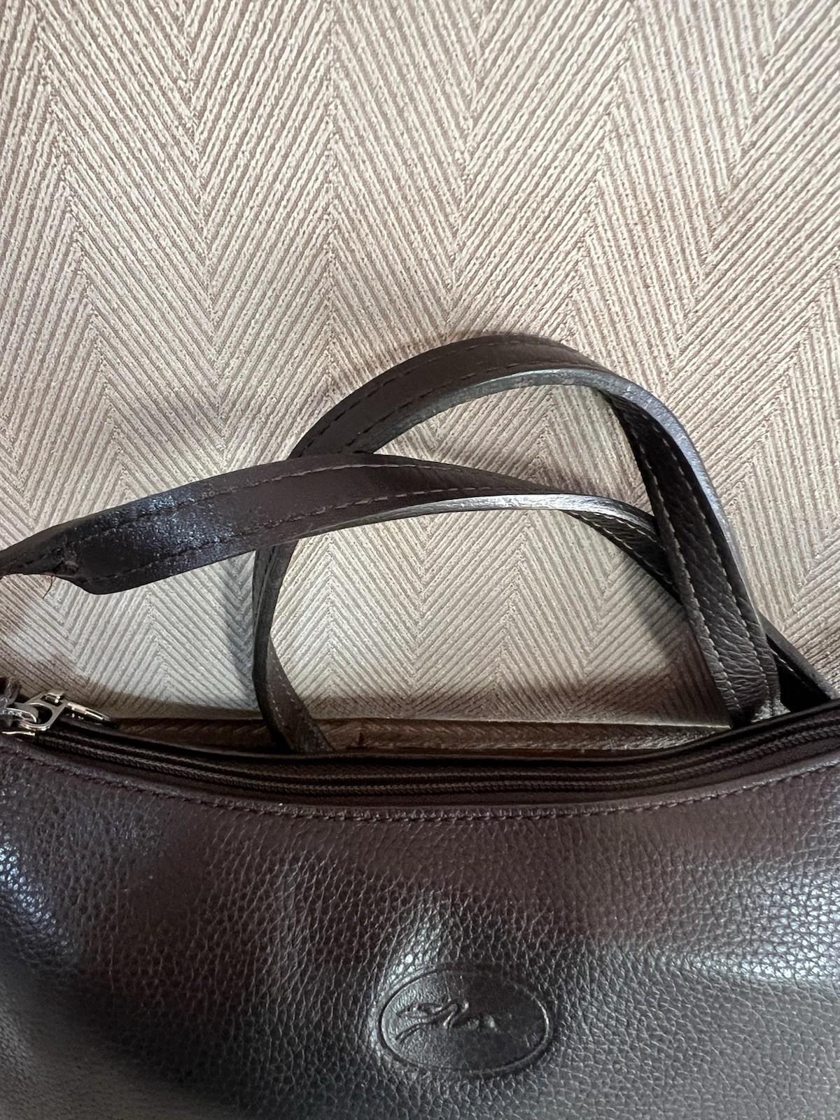 Longchamp Leather Shoulder Small Bag Purse Crossbody Brown