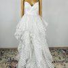 Glamour By Terani Couture Satin Ball Gown Dress 10 Black White Belted Organza