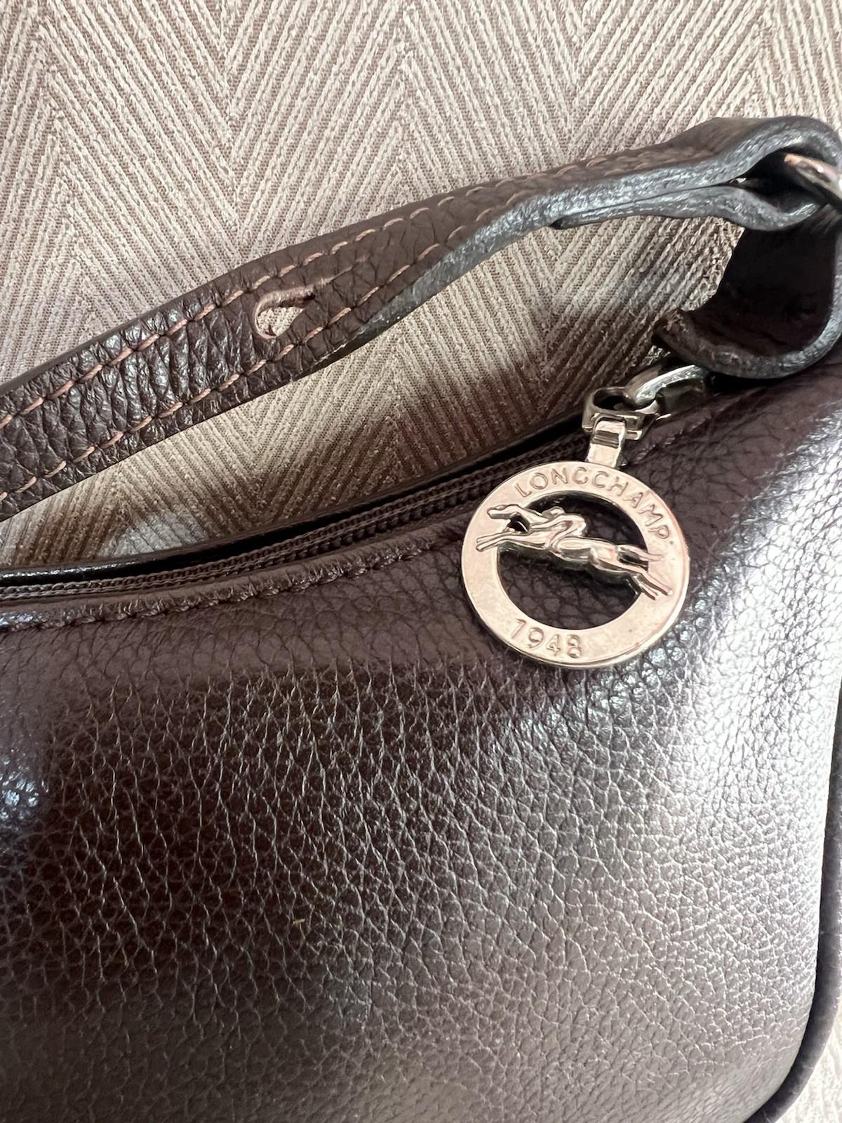 Longchamp Leather Shoulder Small Bag Purse Crossbody Brown