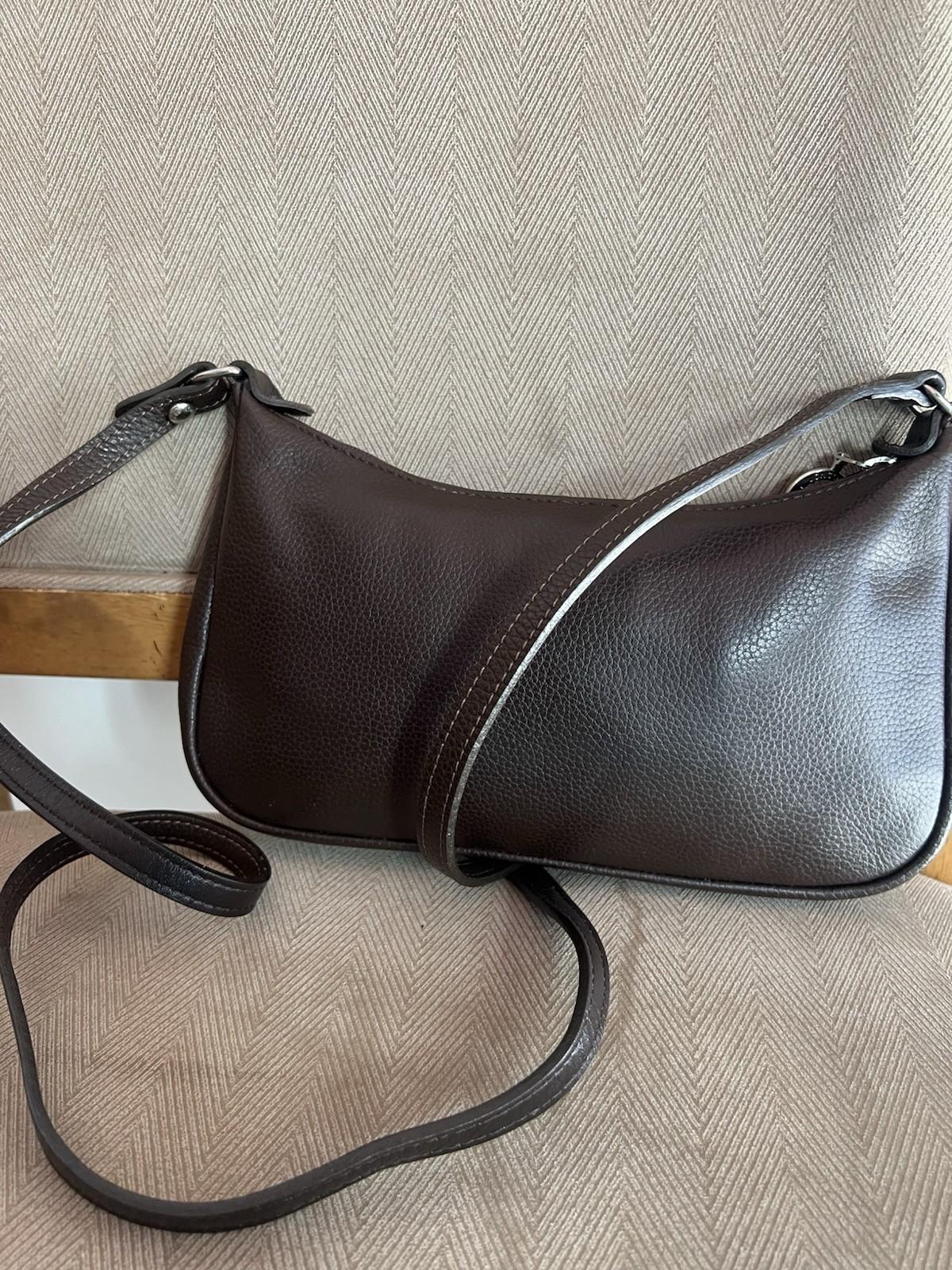 Longchamp Leather Shoulder Small Bag Purse Crossbody Brown
