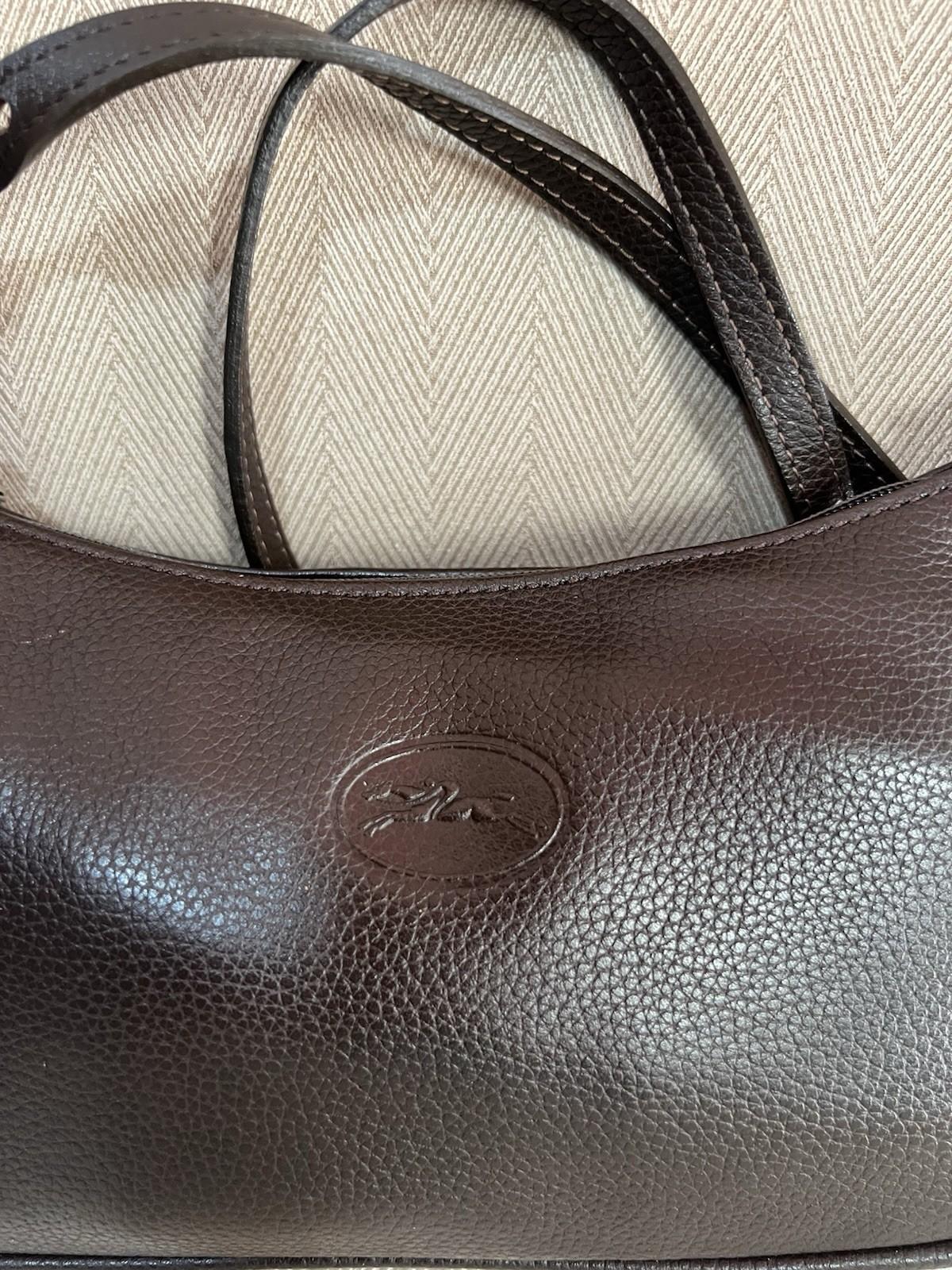 Longchamp Leather Shoulder Small Bag Purse Crossbody Brown