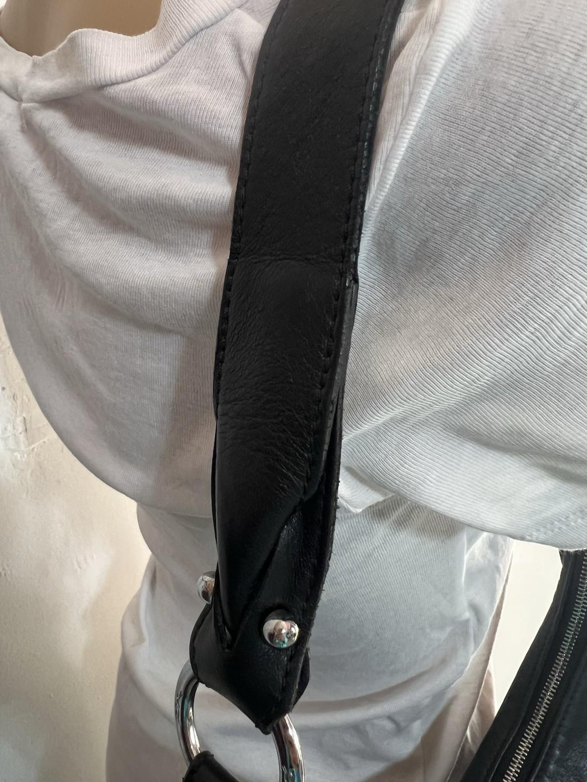 Longchamp Leather Hobo Bag Black Large Shoulder  Tote Zip Up Pockets