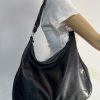 Longchamp Leather Hobo Bag Black Large Shoulder  Tote Zip Up Pockets