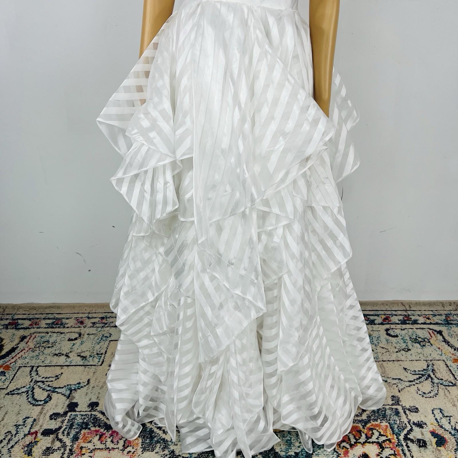 Glamour By Terani Couture Satin Ball Gown Dress 10 Black White Belted Organza