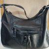 Longchamp Leather Hobo Bag Black Large Shoulder  Tote Zip Up Pockets