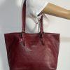 10-358.jpg Longchamp Hortensia LM Embossed Leather Tote Bag Burgundy Medium Snap Closure