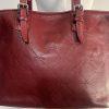 10-359.jpg Longchamp Hortensia LM Embossed Leather Tote Bag Burgundy Medium Snap Closure