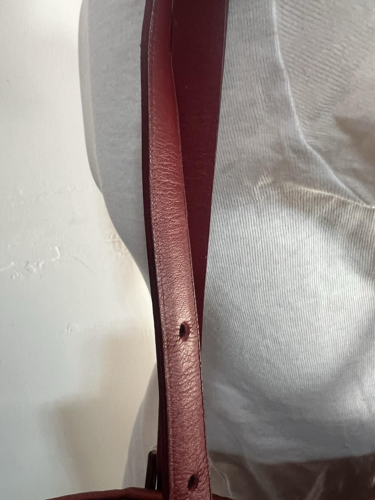 10-362.jpg Longchamp Hortensia LM Embossed Leather Tote Bag Burgundy Medium Snap Closure