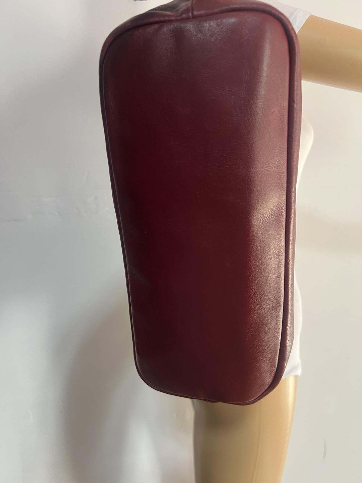 10-363.jpg Longchamp Hortensia LM Embossed Leather Tote Bag Burgundy Medium Snap Closure
