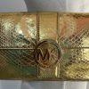 Michael Kors Gold Soft Python Leather Fulton Small Flap Shoulder Bag Clutch