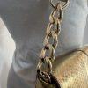 Michael Kors Gold Soft Python Leather Fulton Small Flap Shoulder Bag Clutch
