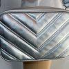 Herald Chevron Quilted Crossbody Camera Bag Detachable Coin Pouch Silver  Small