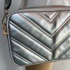 Herald Chevron Quilted Crossbody Camera Bag Detachable Coin Pouch Silver  Small