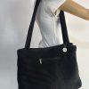 The Sak Woven Crochet Shoulder Bag Handbag Black Double Handle Large Dual Zipper